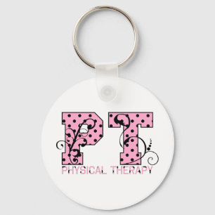 pt black and pink polka dots key ring