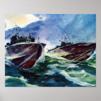 PT BOATS WW2 Hunters of the SEA! NAVY attack boat Poster