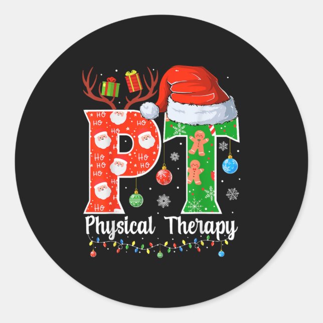 Pt Christmas Physical Therapy Christmas Pt Xmas  Classic Round Sticker (Front)