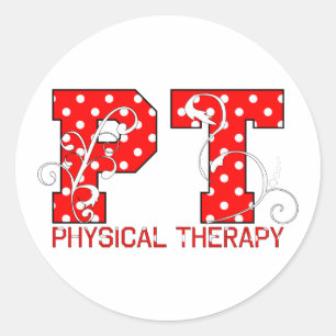 PT in Red and White Polka Dots Classic Round Sticker