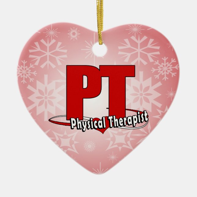 PT LOGO BIG RED    Physical Therapist Ceramic Tree Decoration (Front)