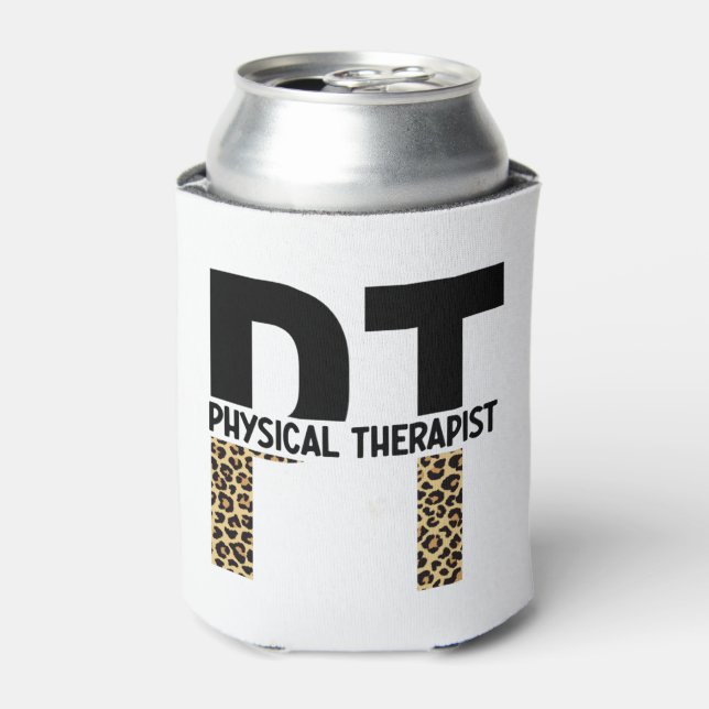 PT Physical Therapist Cheetah Print PT Grad Gifts Can Cooler (Can Front)