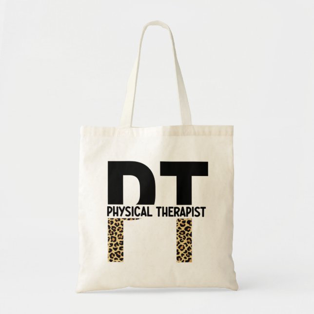 PT Physical Therapist Cheetah Print PT Grad Gifts Tote Bag (Front)