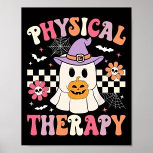 Pt Physical Therapy Halloween Retro Ghost Pt Hallo Poster
