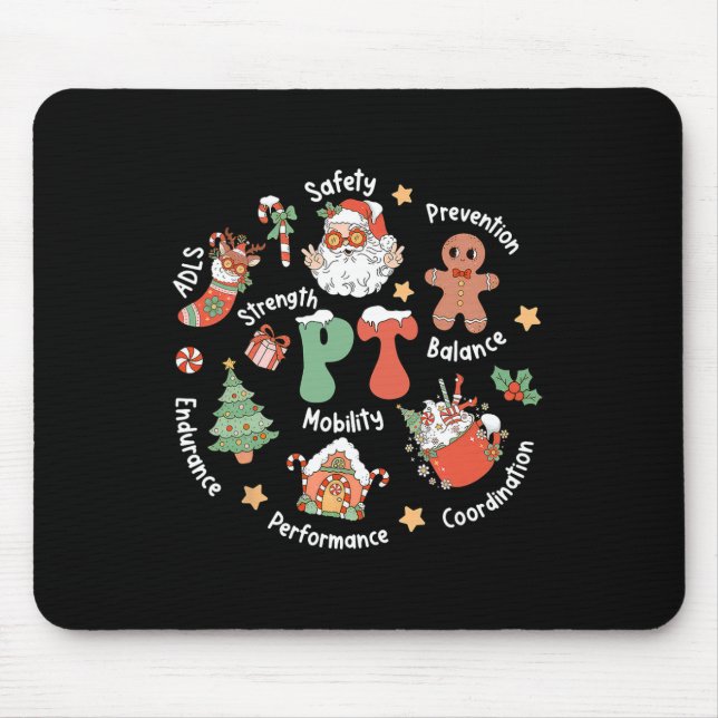 Pt Physical Therapy Santa Squad Christmas Physical Mouse Mat (Front)
