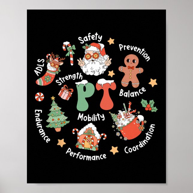 Pt Physical Therapy Santa Squad Christmas Physical Poster (Front)