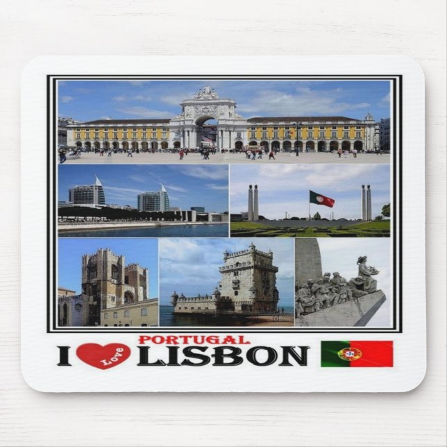 PT Portugal - Lisbon - I Love  Mosaic - Mouse Mat (Front)