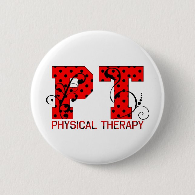 pt red black polka dots 6 cm round badge (Front)