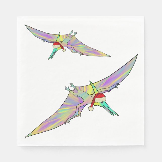 Pterodactyl Colourful Xmas Dinosaur Funny Festive  Napkin (Front)