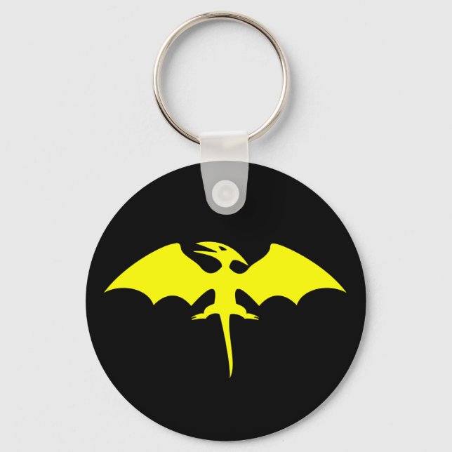Pterodactyl Dinosaur Superhero Logo Key Ring (Front)
