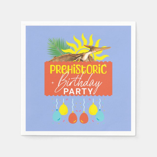 Pterodactyl Prehistoric Birthday Party Napkin (Front)