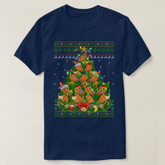 Pterodactyl Xmas Lighting Tree Pterodactyl Ugly Ch T-Shirt (Design Front)