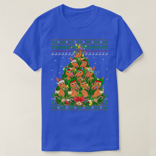 Pterodactyl Xmas Lighting Tree Pterodactyl Ugly Ch T-Shirt (Design Front)