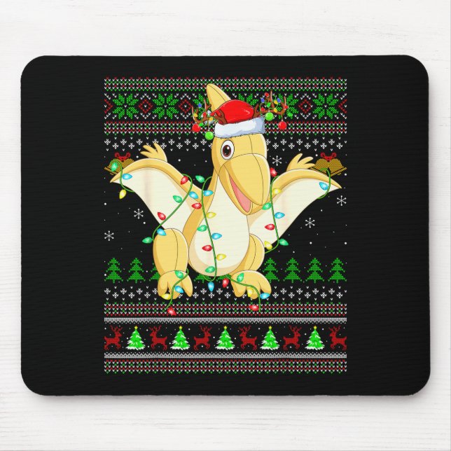 Pterodactyls Dinosaur Bird Ugly Christmas Sweaters Mouse Mat (Front)