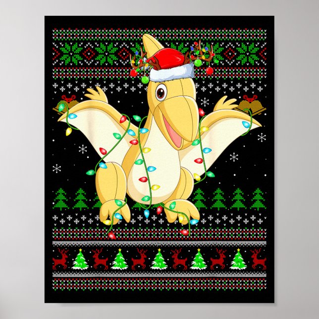Pterodactyls Dinosaur Bird Ugly Christmas Sweaters Poster (Front)