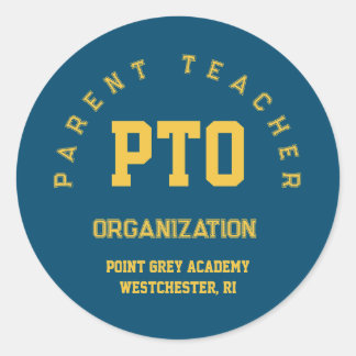 PTO Parent Teacher Organization Custom School Classic Round Sticker