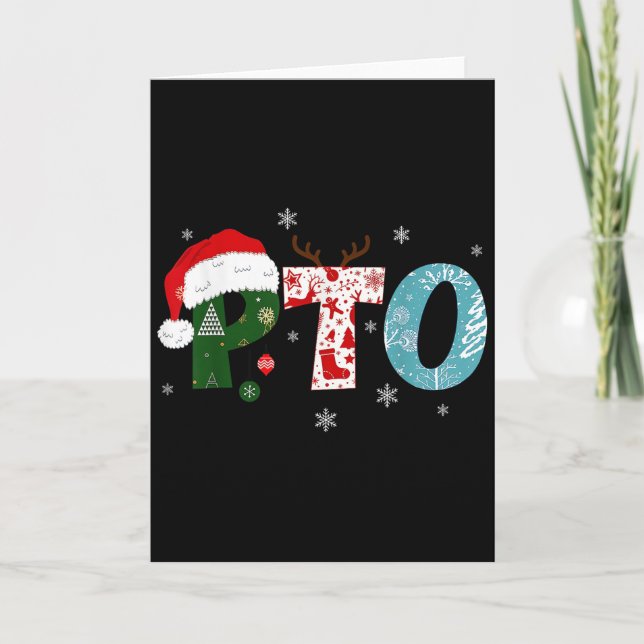 Pto Santa Hat Reindeer Parent Teacher Organisation Card (Front)