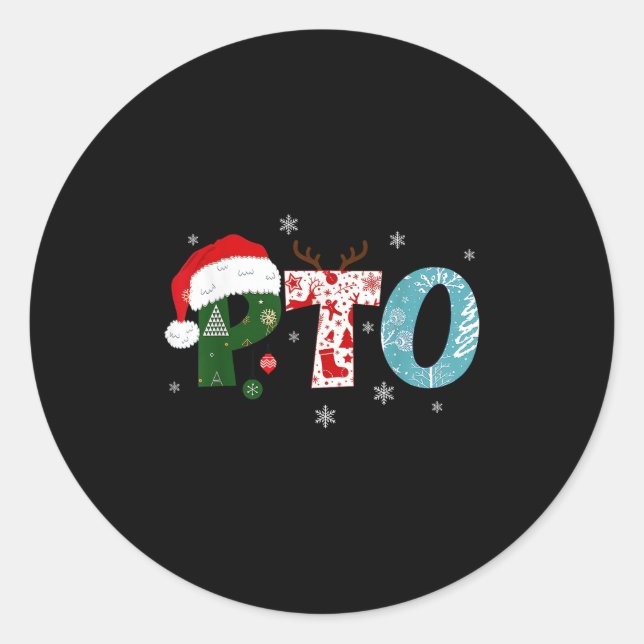 Pto Santa Hat Reindeer Parent Teacher Organisation Classic Round Sticker (Front)