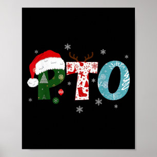 Pto Santa Hat Reindeer Parent Teacher Organization Poster