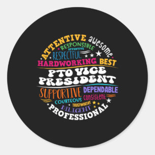 Pto Vice President Back To School Matching Parent  Classic Round Sticker