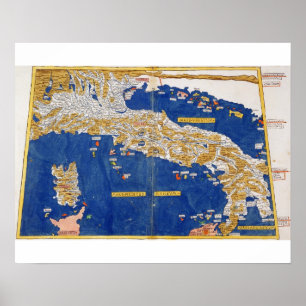Ptolemaic Map of Italy, 1482 (colored litho) Poster
