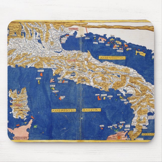 Ptolemaic Map of Italy, 1482 (coloured litho) Mouse Mat (Front)