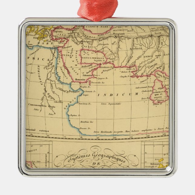 Ptolemy's Geography Metal Tree Decoration (Front)