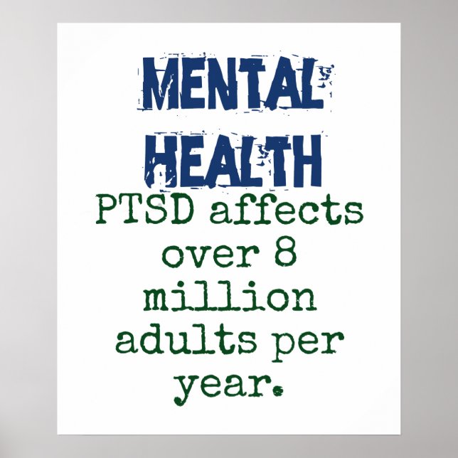 PTSD Affects Over 8 Million Adults - Mental Health Poster (Front)