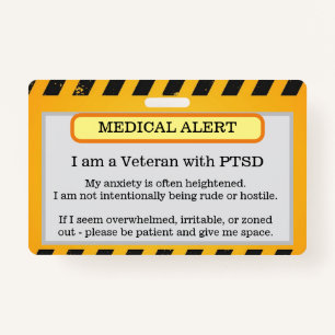 PTSD Alert Badge ID Badge