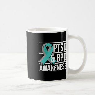 Ptsd & Bpd Awareness, Teal And Grey Ribbon Coffee Mug