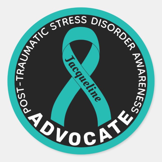 PTSD Awareness Advocate Black Round Sticker (Front)