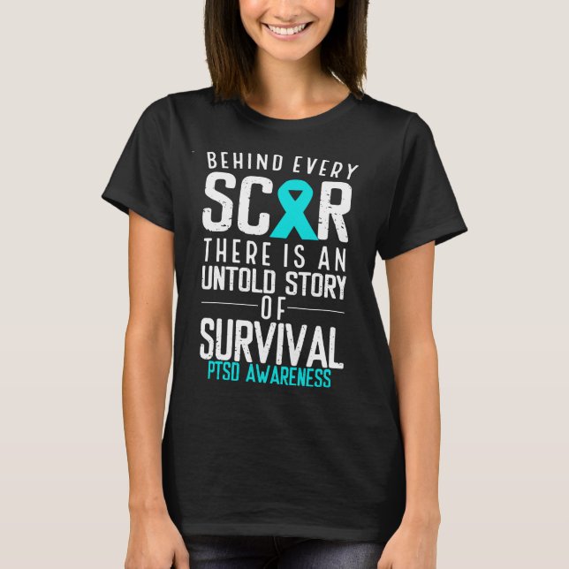 PTSD Awareness Day Scar Warrior Soldier Veteran T-Shirt (Front)