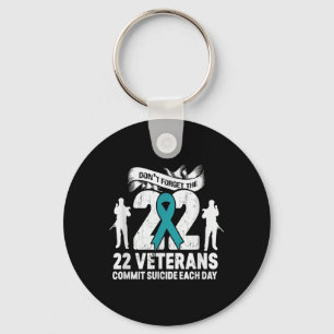 Ptsd Awareness Dont Forget The 22 Veterans Teal Ri Key Ring