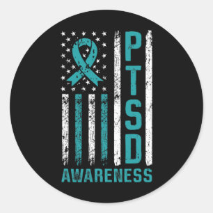 Ptsd Awareness Flag Post Traumatic Stress Disorder Classic Round Sticker