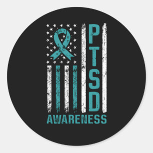 Ptsd Awareness Flag Post Traumatic Stress Disorder Classic Round Sticker