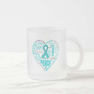 PTSD Awareness Heart Words Frosted Glass Coffee Mug
