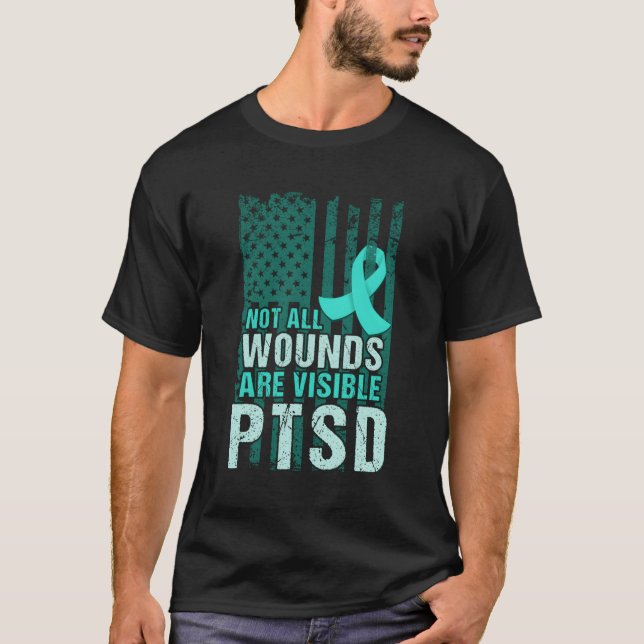 Ptsd Awareness I Wear Teal Support The Troops T-Shirt (Front)