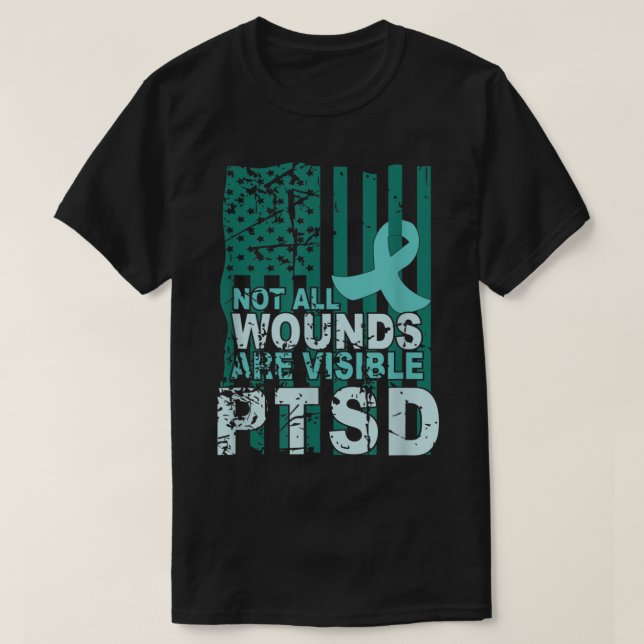 PTSD Awareness Not All Wounds Are Visible Teal Rib T-Shirt (Design Front)