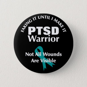 PTSD Awareness Quotes Teal Ribbon Graphic 6 Cm Round Badge