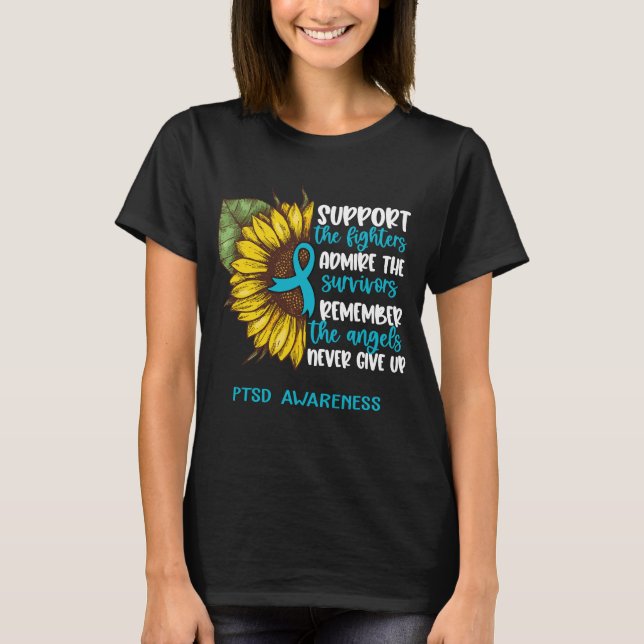 PTSD Awareness Ribbon Support Gifts T-Shirt (Front)