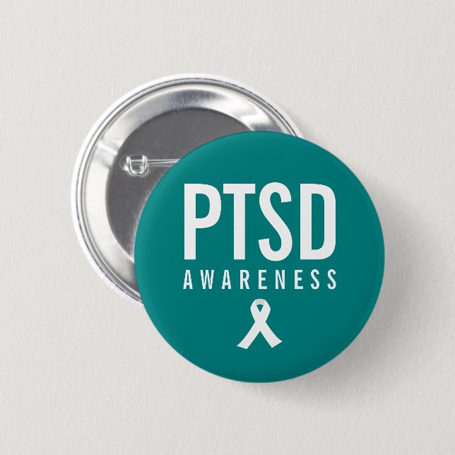 PTSD Awareness Teal Colour 6 Cm Round Badge (Front & Back)