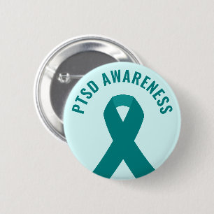 PTSD Awareness Teal Ribbon 6 Cm Round Badge