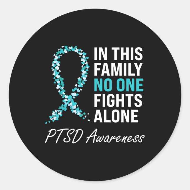 PTSD Awareness Teal Ribbon  Classic Round Sticker (Front)