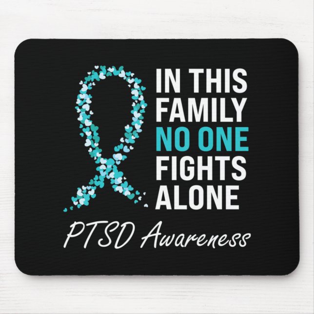 PTSD Awareness Teal Ribbon  Mouse Mat (Front)