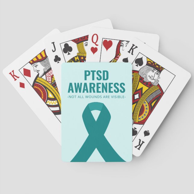 PTSD Awareness Teal Ribbon Playing Cards (Back)