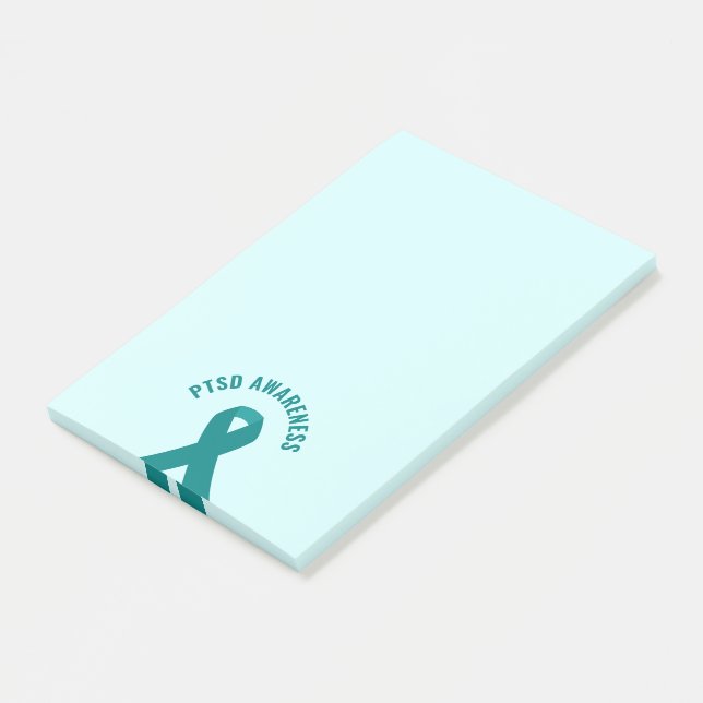 PTSD Awareness Teal Ribbon Post-it Notes (Angled)