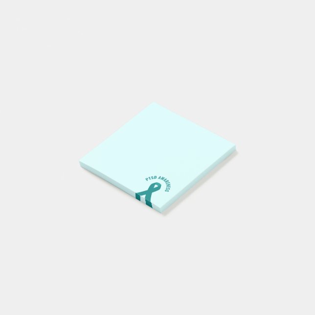 PTSD Awareness Teal Ribbon Post-it Notes (Angled)
