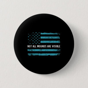 Ptsd Awareness Us Flag In Teal Colour T Warrior Gi 6 Cm Round Badge
