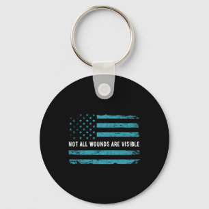 Ptsd Awareness Us Flag In Teal Colour T Warrior Gi Key Ring