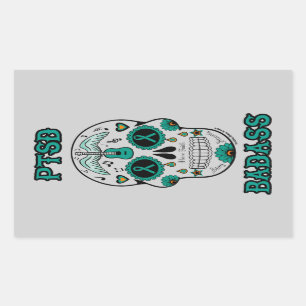 PTSD Badass sugar skull Rectangular Sticker